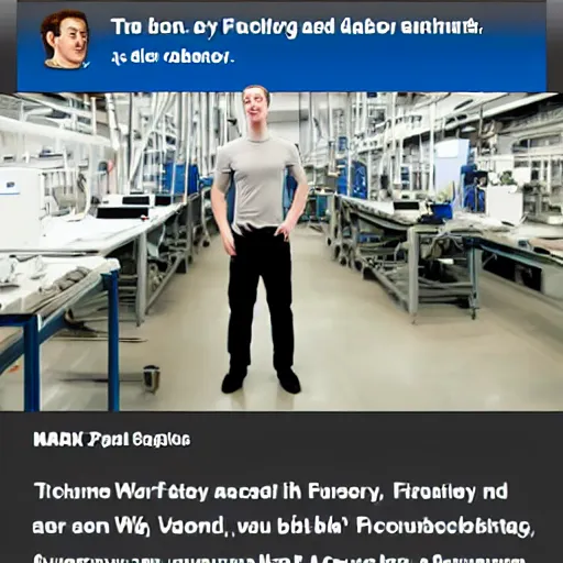 Prompt: screenshot of mark zuckerberg as a factory emploeye