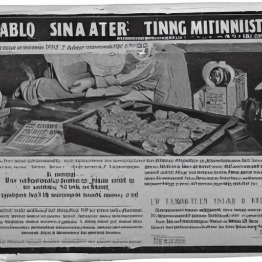 Image similar to old newspaper advertisement for asteroid mining equipment