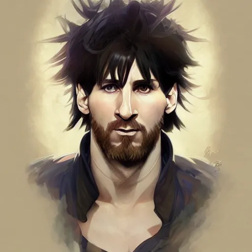 Image similar to lionel messi as an anime character, d & d, fantasy, intricate, elegant, highly detailed, digital painting, artstation, concept art, matte, sharp focus, illustration, art by artgerm and greg rutkowski and alphonse mucha