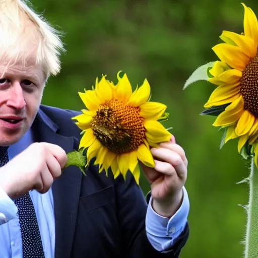 Prompt: Boris Johnson eating a sunflower