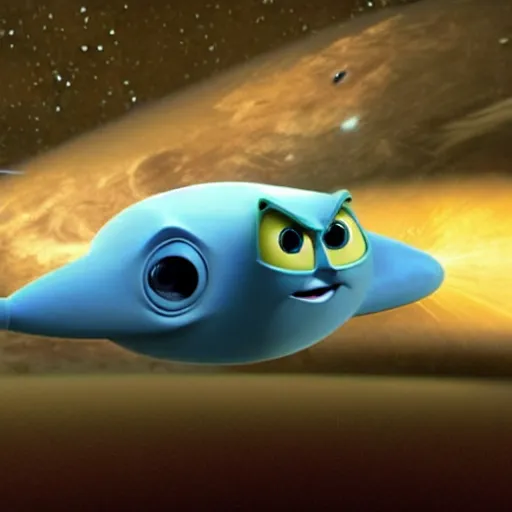 Image similar to an intergalactic spaceship that carries alieneggs, 3 d cartoon, still from the pixar movie