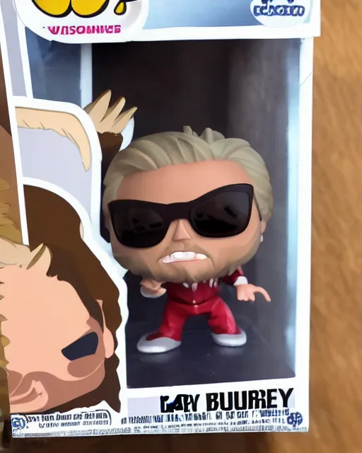 Image similar to Gary Busey Funko Pop. Photographic, photography