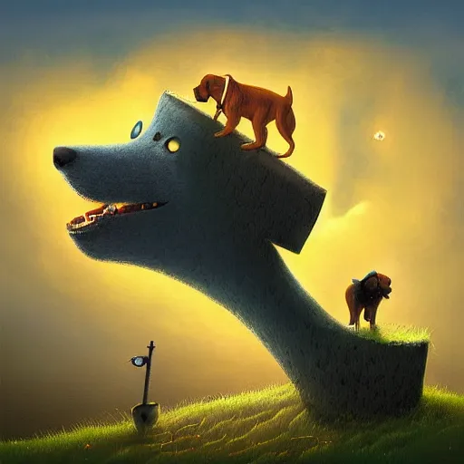 Prompt: dog on heaven by gediminas pranckevicius