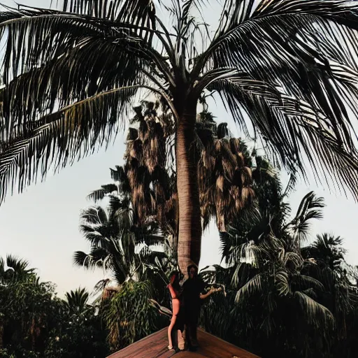 Prompt: Photo of an extremely tiny man standing on a woman's giant palm