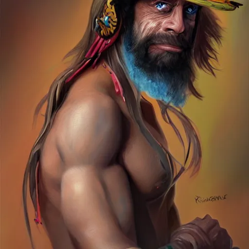 Image similar to randy savage portrait fantasy painting trending on artstation