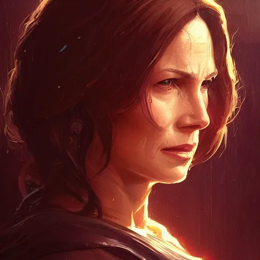 Image similar to portrait of a woman by greg rutkowski, old jedi master jaina solo, star wars expanded universe, she is about 6 0 years old, highly detailed portrait, digital painting, artstation, concept art, smooth, sharp foccus ilustration, artstation hq