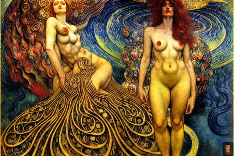 Image similar to Divine Chaos Engine by Karol Bak, Jean Delville, William Blake, Gustav Klimt, and Vincent Van Gogh, symbolist, visionary