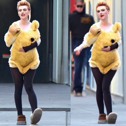 Image similar to scarlett johansson wearing a hamster costume