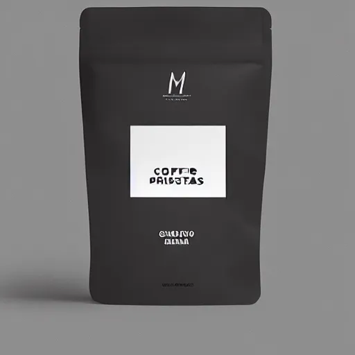 Image similar to original design concept of a minimalist packaging for coffee beans, studio lighting, minimalist style