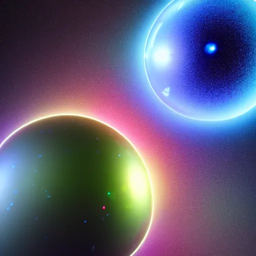 Prompt: Photorealistic galaxy in a soap bubble, octane render, HD, volumetric lighting, high details