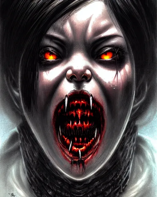 Image similar to mei from overwatch, evil, crazed look in her eyes, ice, col, frostbite, character portrait, portrait, close up, concept art, intricate details, highly detailed, horror poster, horror, vintage horror art, realistic, terrifying, in the style of michael whelan, beksinski, and gustave dore