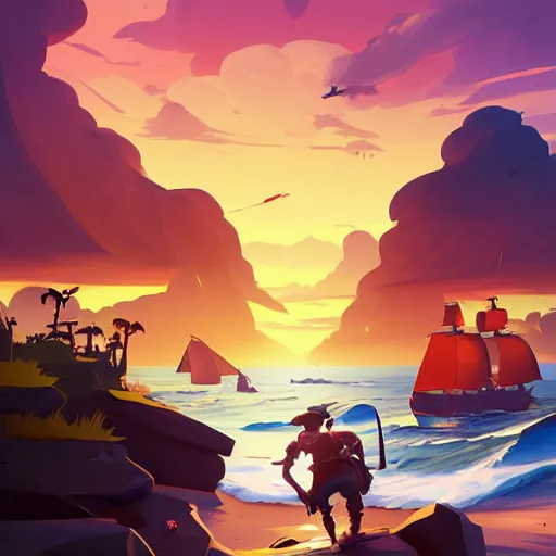 Image similar to painting treasure on sea of thieves game smooth median photoshop filter cutout vector, behance hd by jesper ejsing, by rhads, makoto shinkai and lois van baarle, ilya kuvshinov, rossdraws global illumination