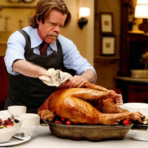 Image similar to William H Macy stuffing a turkey