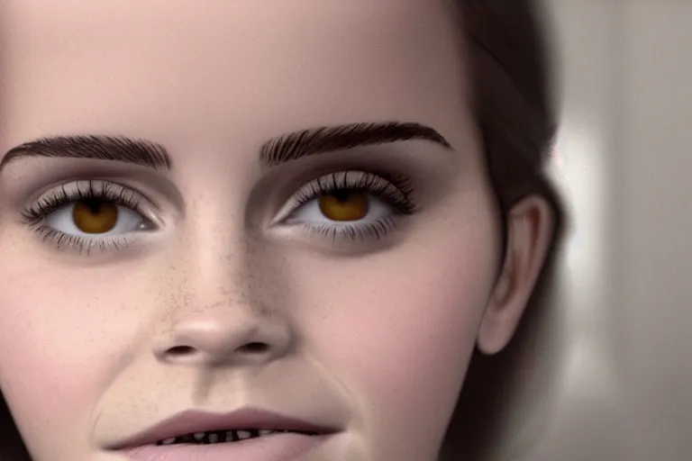 Image similar to a cinematic rendering of emma watson, inside of a lightbulb
