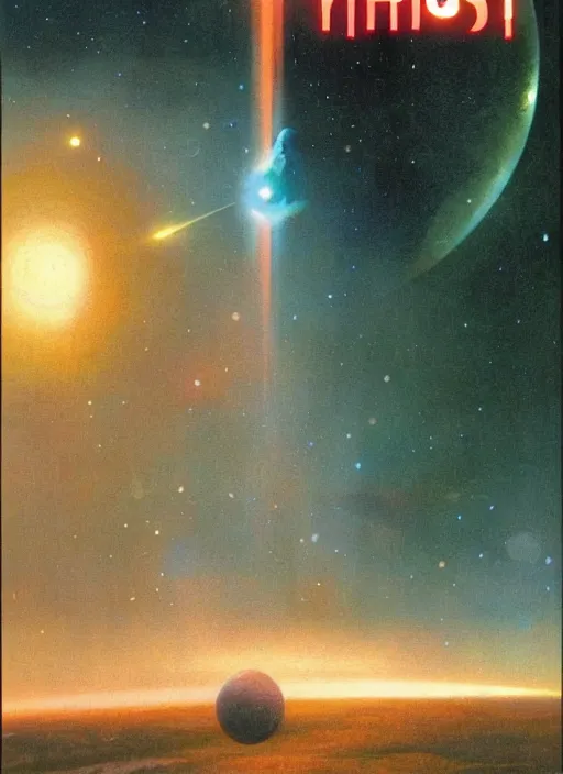 Image similar to masterpiece book cover illustration by the great famous sci - fi artist john harris.