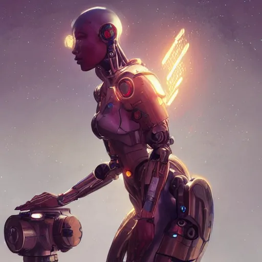 Image similar to cyborg droid entanglement milky way, epic lighting, sketch illustration, ultra detailed, art by artgerm and greg rutkowski and alphonse mucha