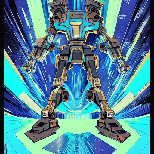 Prompt: mecha standing in front of the time-space vortex, in the graphic style of Patrick Gleason, detailed art, trending on Artstation, sharp focus, Beautiful comic art