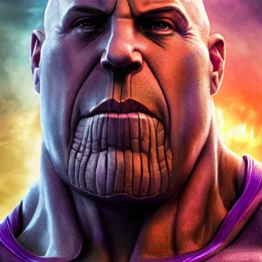 Prompt: thanos as vin diesel, 8k, realistic digital art, artstation, cinematic