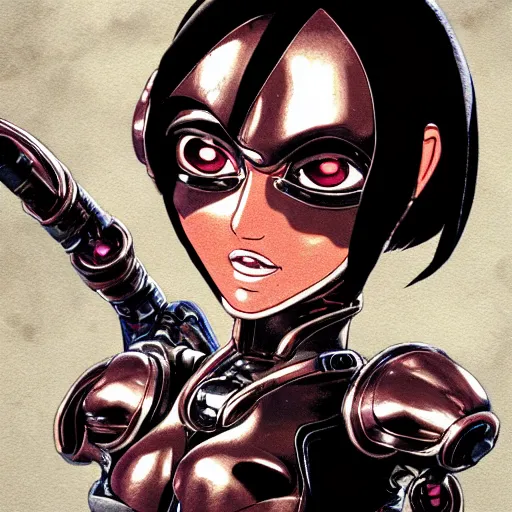 Image similar to battle angel alita!! very cybernetic and highly detailed, in the style of vitaly bulgarov, nanogirl, nanogirl v 2, bulgarov. com, thegnomonworkshop