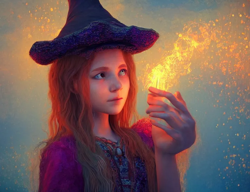 Prompt: unsure young russian witch casting a spell. award - winning 3 d animation by an indie studio, rimlighting, depth of field, limited but vibrant palette, intricate details, impressionism, chiaroscuro, bokeh. 7 8 7 3 1 2