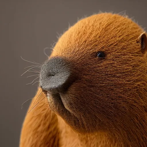 Image similar to a friendly capybara, plush doll, 8 k