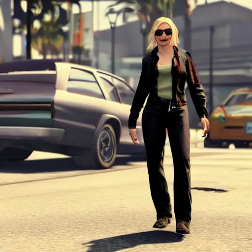 Image similar to cate blanchett as grand theft auto V character , gaming, detailed, 4k