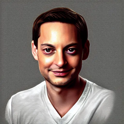 Prompt: portrait of tobey maguire, highly detailed, centered, solid color background, digital painting