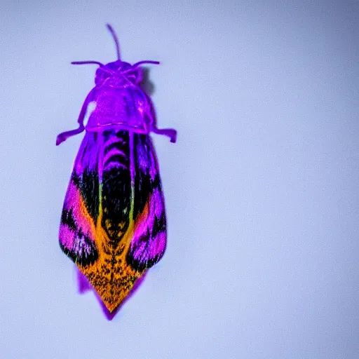 Prompt: macro shot of a flourescent moth, 4k