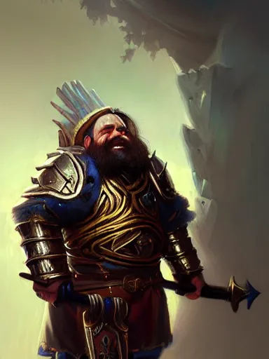 Image similar to a dwarf cleric dnd character, ornamented armor, oil painting, Tooth Wu, Greg Rutkowski, Edgar Maxence and Ross Tran, RPG portrait, dynamic lighting, fantasy art, High contrast, depth of field