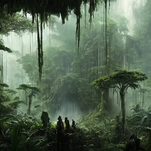 Image similar to epic, ultra detailed, hyper - real alien jungle by greg rutkowski inside the movie matrix