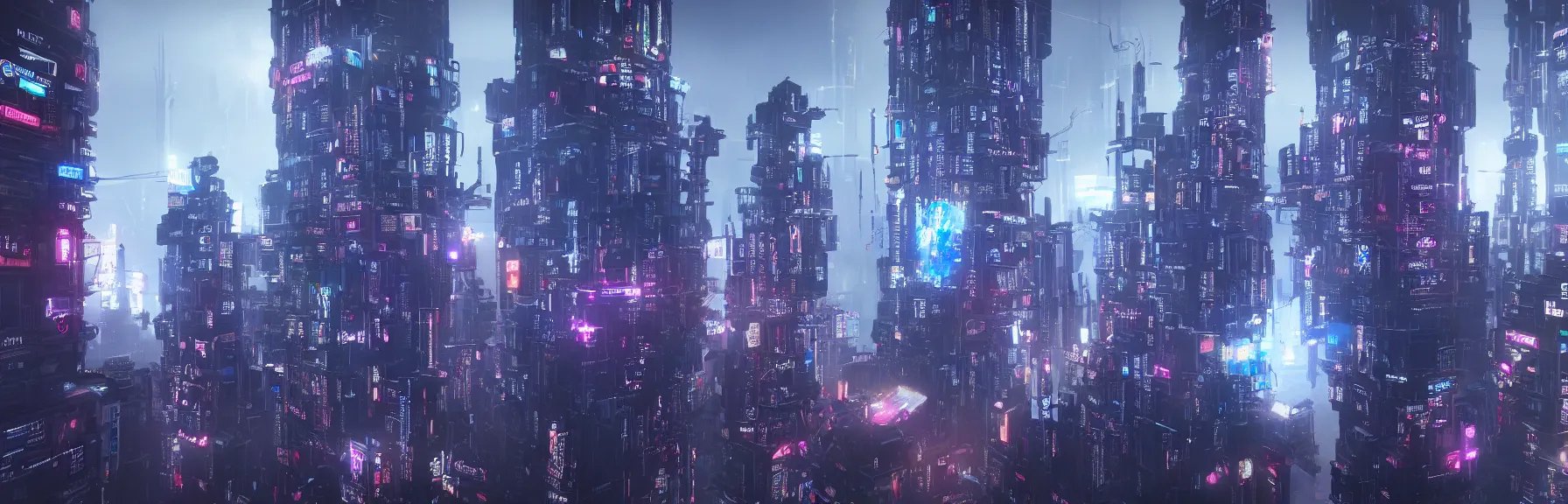 Prompt: The babel tower of json documents. Cyberpunk, very detailed, unreal engine, 4k, computing, mainframes