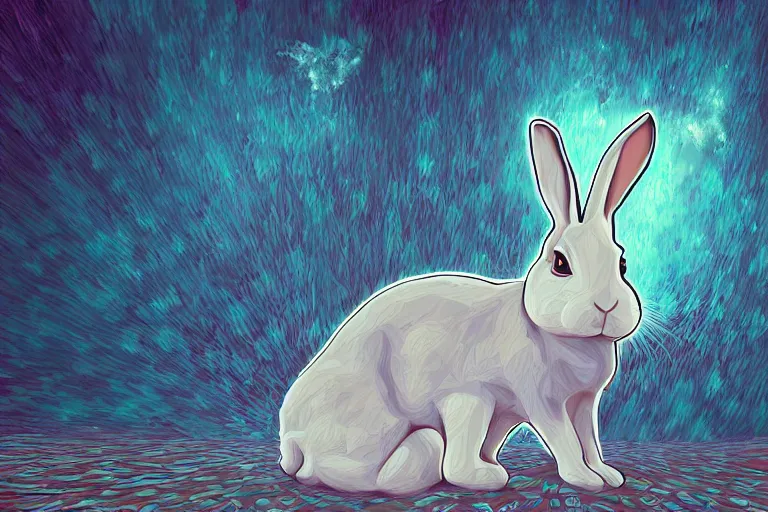 Prompt: The rabbit beyond the borders of reality, digital art