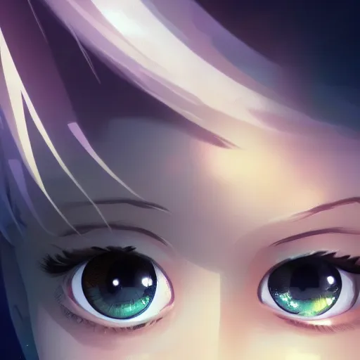 Image similar to a beautiful girl's eyes, vast stars are hidden in the eyes, 8 k, stunning, dream, highly detailed, super macro, surrealist, close - up view, makoto shinkai