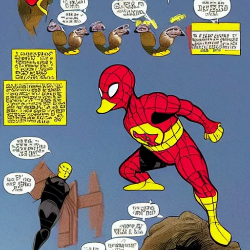 Image similar to a duck as a marvel superhero