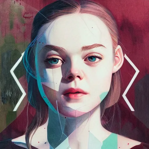 Prompt: Elle Fanning in Phantom Pain picture by Sachin Teng, asymmetrical, dark vibes, Realistic Painting , Organic painting, Matte Painting, geometric shapes, hard edges, graffiti, street art:2 by Sachin Teng:4