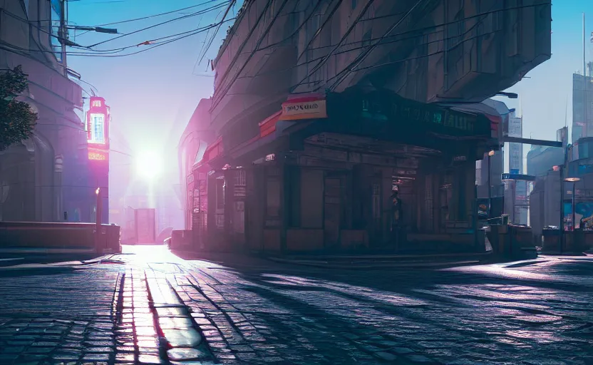 Image similar to photorealistic cyberpunk Moscow city streets. lens flare. light fixtures. 8K. detailed. photorealism. artstation. 25mm f/1.7 ASPH Lens. ultra realistic