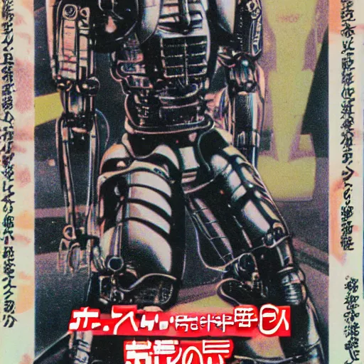 Image similar to japanese horror vhs cover art robocop ai