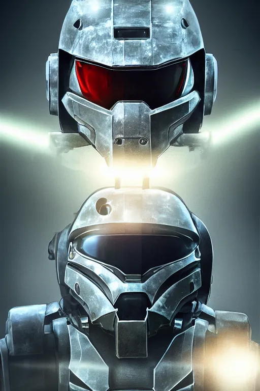 Image similar to robot ninja mask helmet halo master chief radiating a glowing aura global illumination ray tracing hdr fanart arstation by ian pesty and katarzyna da „ bek - chmiel