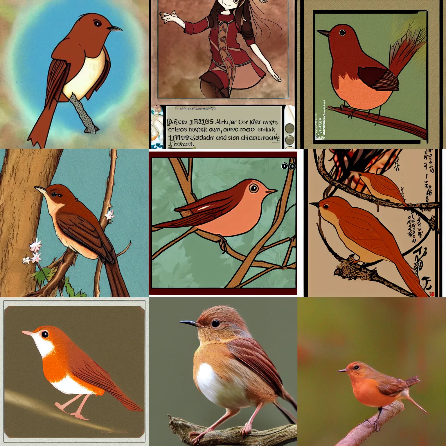 Prompt: a rufous nightingale anime style