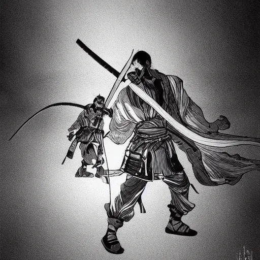 Prompt: 'samurai vagabond manga pinterest in ink manga panel ,octane render, artstation , highly detailded'