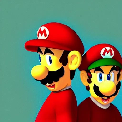 Image similar to a realistic portrait of mario and luigi in the style of bert hardy