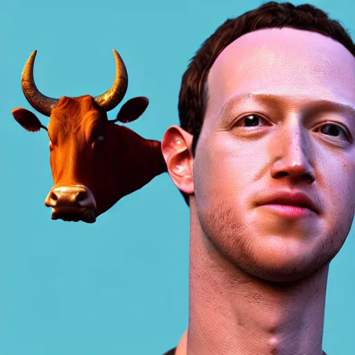 a 3d render of mark zuckerburg half human half cow | Stable Diffusion ...