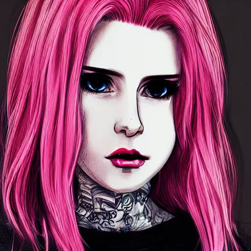 full headshot portrait of anime Lana del ray punk, | Stable Diffusion ...