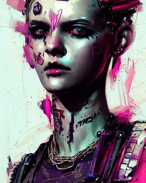 Prompt: detailed portrait Punk Girl cyberpunk futuristic ((neon)) tattoes, yakuza, styled hair Reflective puffy sheen film jacket, decorated traditional ornaments by ismail inceoglu dragan bibin hans thoma greg rutkowski Alexandros Pyromallis Nekro Rene Margitte illustrated Perfect face, fine details, realistic shaded, fine-face, pretty face