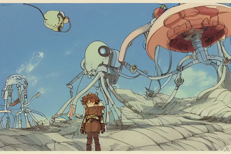 Image similar to A cell animation of a machine for untwisting nickers, Nausicaa of the Valley of the Wind, Miyazaki Hayao, ghibli style, illustration, anime, trending on artstaion