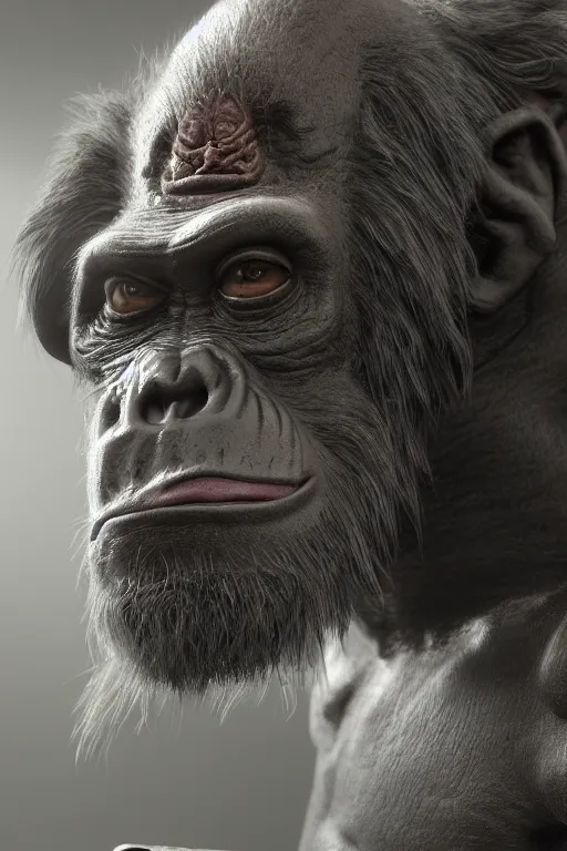 Prompt: cyborg ape, ultra realistic, concept art, intricate details, highly detailed, photorealistic, octane render, 8 k