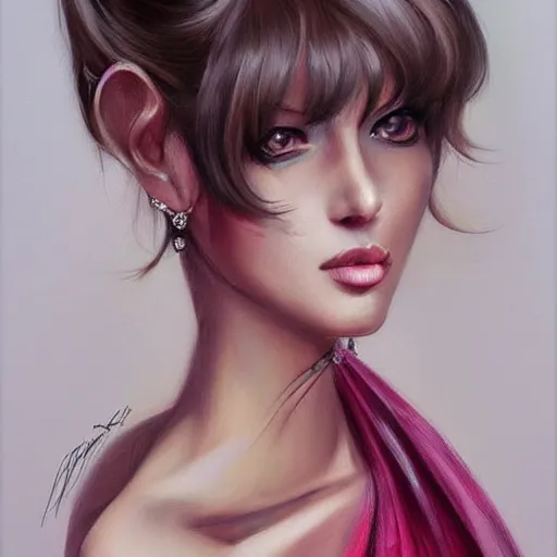 Prompt: beautiful portrait of a woman at a Ball, elegant, lovely colors, in the style of Greg Rutowski and Artgerm, high detail, masterpiece