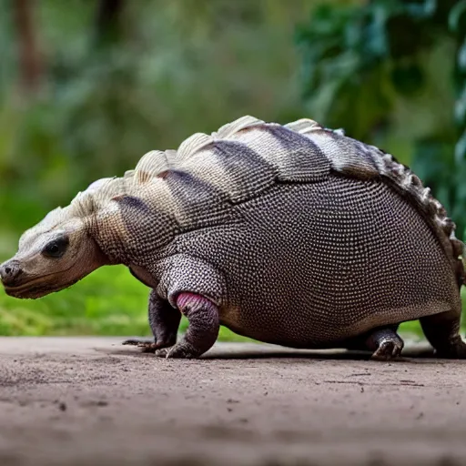 Image similar to photo of a hybrid between an armadillo and a galapagos tortoise