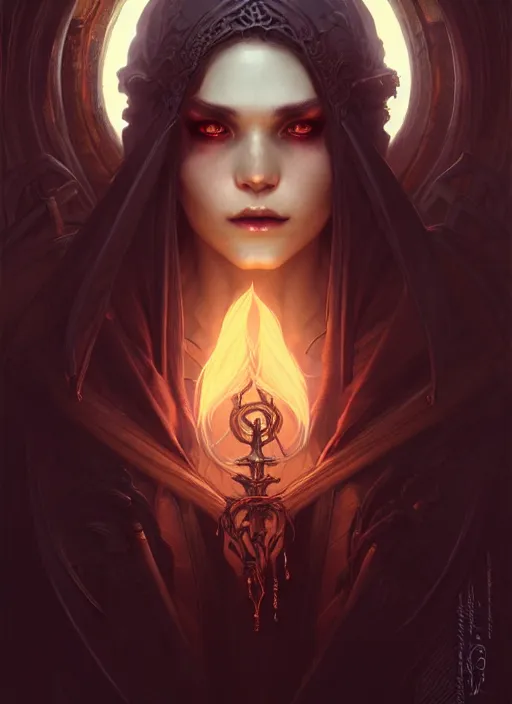 Image similar to Necromancer Sorceress, fantasy magic, undercut hairstyle, dark light night, intricate, elegant, sharp focus, illustration, highly detailed, digital painting, concept art, matte, art by WLOP and Artgerm and Greg Rutkowski and Alphonse Mucha, masterpiece