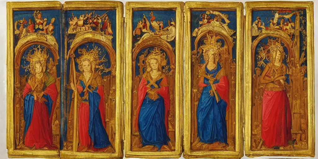 Image similar to Hasbulla portrayed as our lord and saviour, medieval triptych
